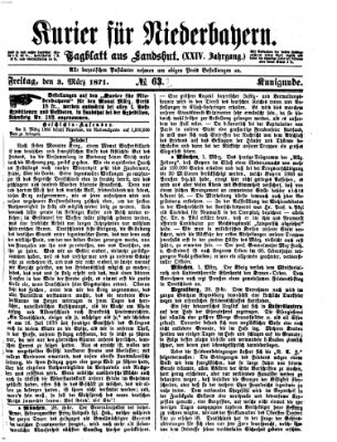 Kurier für Niederbayern Freitag 3. März 1871