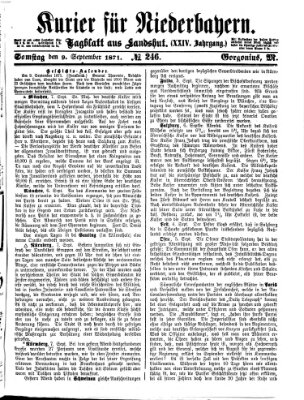 Kurier für Niederbayern Samstag 9. September 1871