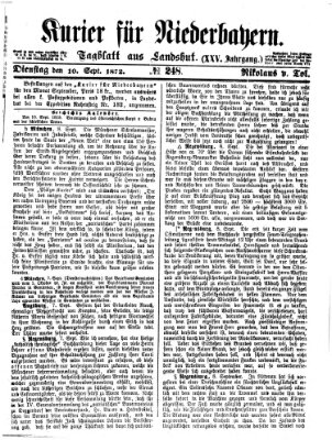 Kurier für Niederbayern Dienstag 10. September 1872