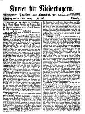 Kurier für Niederbayern Dienstag 15. Oktober 1872