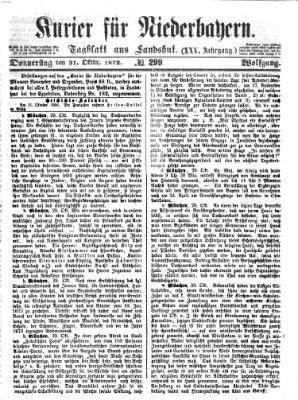 Kurier für Niederbayern Donnerstag 31. Oktober 1872