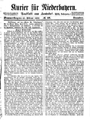 Kurier für Niederbayern Donnerstag 27. Februar 1873