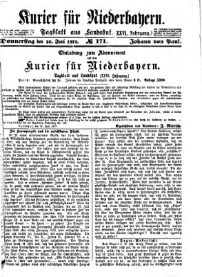 Kurier für Niederbayern Donnerstag 26. Juni 1873
