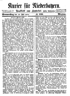 Kurier für Niederbayern Donnerstag 17. Juli 1873
