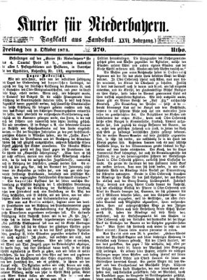 Kurier für Niederbayern Freitag 3. Oktober 1873