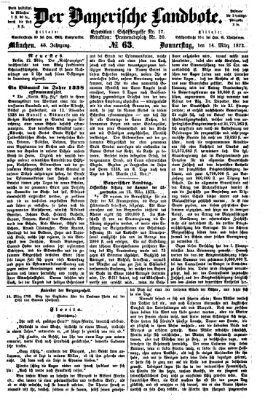 Der Bayerische Landbote Donnerstag 14. März 1872