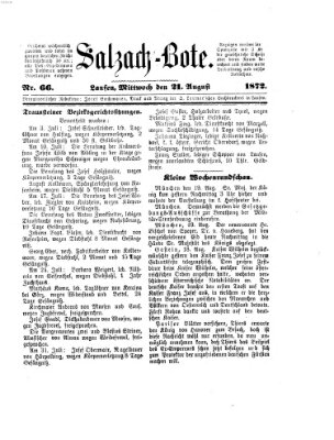 Salzach-Bote Mittwoch 21. August 1872
