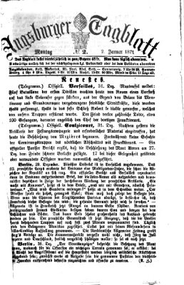 Augsburger Tagblatt Montag 2. Januar 1871