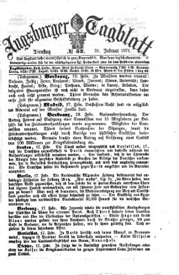 Augsburger Tagblatt Dienstag 21. Februar 1871
