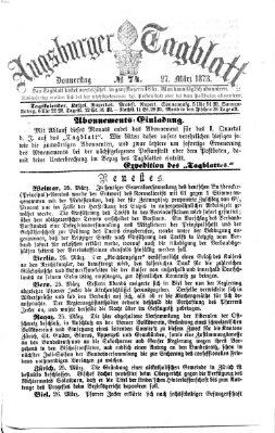 Augsburger Tagblatt Donnerstag 27. März 1873