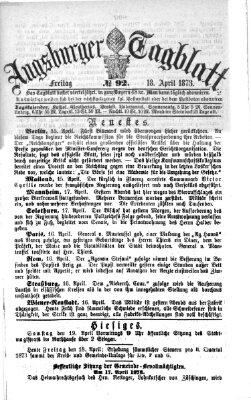Augsburger Tagblatt Freitag 18. April 1873