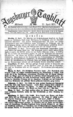 Augsburger Tagblatt Mittwoch 23. April 1873