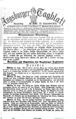 Augsburger Tagblatt Donnerstag 25. September 1873
