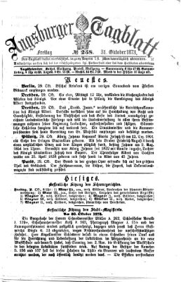 Augsburger Tagblatt Freitag 31. Oktober 1873