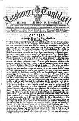 Augsburger Tagblatt Mittwoch 26. November 1873