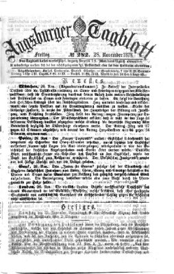 Augsburger Tagblatt Freitag 28. November 1873