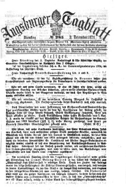 Augsburger Tagblatt Dienstag 2. Dezember 1873