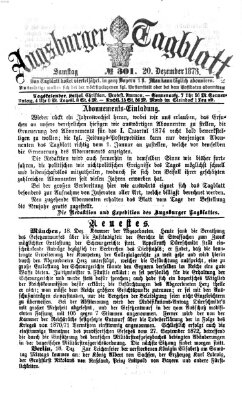 Augsburger Tagblatt Samstag 20. Dezember 1873