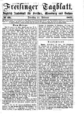 Freisinger Tagblatt (Freisinger Wochenblatt) Dienstag 21. Februar 1871