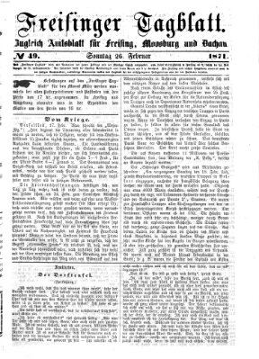 Freisinger Tagblatt (Freisinger Wochenblatt) Sonntag 26. Februar 1871