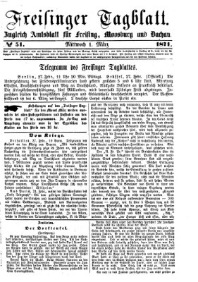 Freisinger Tagblatt (Freisinger Wochenblatt) Mittwoch 1. März 1871
