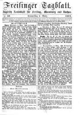 Freisinger Tagblatt (Freisinger Wochenblatt) Donnerstag 9. März 1871