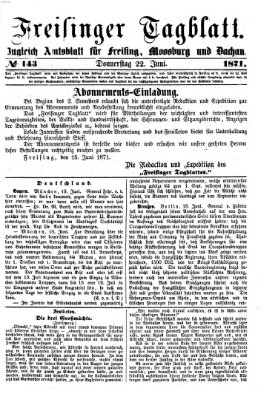 Freisinger Tagblatt (Freisinger Wochenblatt) Donnerstag 22. Juni 1871