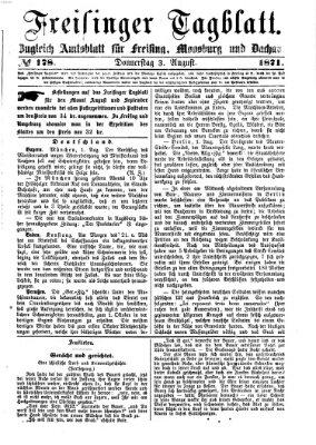 Freisinger Tagblatt (Freisinger Wochenblatt) Donnerstag 3. August 1871