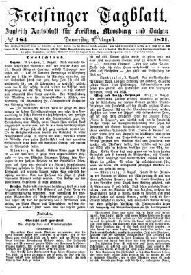 Freisinger Tagblatt (Freisinger Wochenblatt) Donnerstag 10. August 1871