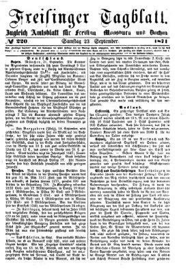 Freisinger Tagblatt (Freisinger Wochenblatt) Samstag 23. September 1871