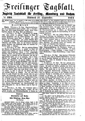 Freisinger Tagblatt (Freisinger Wochenblatt) Mittwoch 27. September 1871