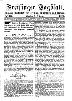 Freisinger Tagblatt (Freisinger Wochenblatt) Samstag 7. Oktober 1871