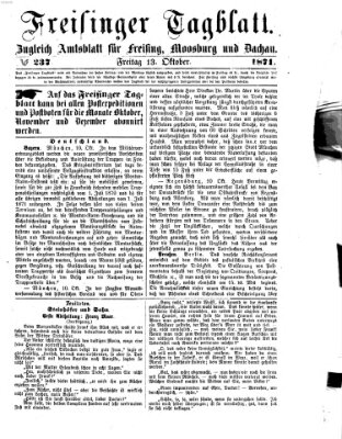 Freisinger Tagblatt (Freisinger Wochenblatt) Freitag 13. Oktober 1871