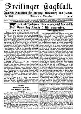 Freisinger Tagblatt (Freisinger Wochenblatt) Mittwoch 1. November 1871