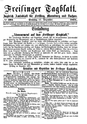 Freisinger Tagblatt (Freisinger Wochenblatt) Sonntag 17. Dezember 1871