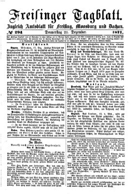 Freisinger Tagblatt (Freisinger Wochenblatt) Donnerstag 21. Dezember 1871
