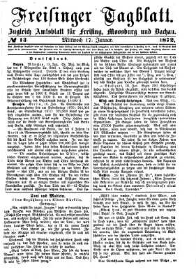 Freisinger Tagblatt (Freisinger Wochenblatt) Mittwoch 17. Januar 1872