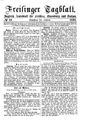 Freisinger Tagblatt (Freisinger Wochenblatt) Samstag 20. Januar 1872