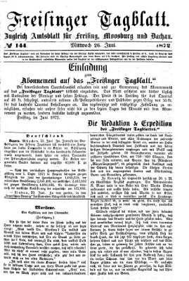 Freisinger Tagblatt (Freisinger Wochenblatt) Mittwoch 26. Juni 1872