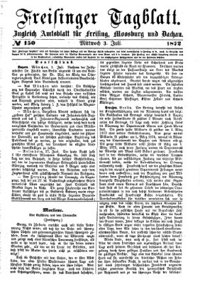 Freisinger Tagblatt (Freisinger Wochenblatt) Mittwoch 3. Juli 1872