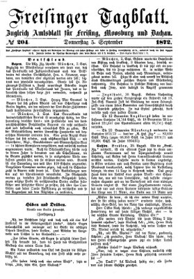 Freisinger Tagblatt (Freisinger Wochenblatt) Donnerstag 5. September 1872