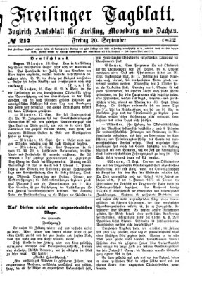 Freisinger Tagblatt (Freisinger Wochenblatt) Freitag 20. September 1872