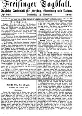 Freisinger Tagblatt (Freisinger Wochenblatt) Donnerstag 14. November 1872
