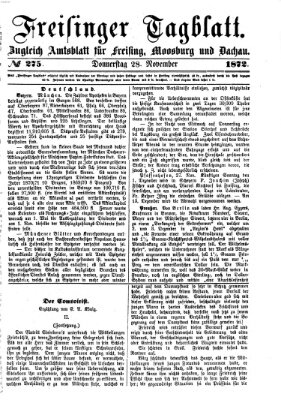 Freisinger Tagblatt (Freisinger Wochenblatt) Donnerstag 28. November 1872
