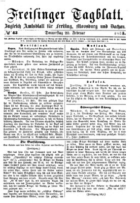 Freisinger Tagblatt (Freisinger Wochenblatt) Donnerstag 20. Februar 1873