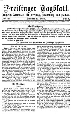 Freisinger Tagblatt (Freisinger Wochenblatt) Samstag 15. März 1873