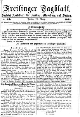 Freisinger Tagblatt (Freisinger Wochenblatt) Freitag 21. März 1873