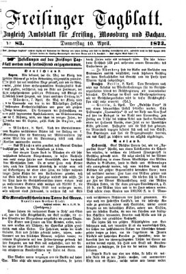Freisinger Tagblatt (Freisinger Wochenblatt) Donnerstag 10. April 1873