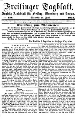 Freisinger Tagblatt (Freisinger Wochenblatt) Mittwoch 18. Juni 1873