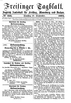 Freisinger Tagblatt (Freisinger Wochenblatt) Samstag 27. September 1873